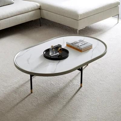 Nordic Luxury Set Modern Living Room Furniture Oval Steel Coffee Table