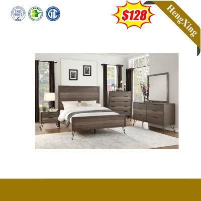Modern Design Bedroom Wooden Melamine Laminated Bed MDF Hotel Furniture Beds