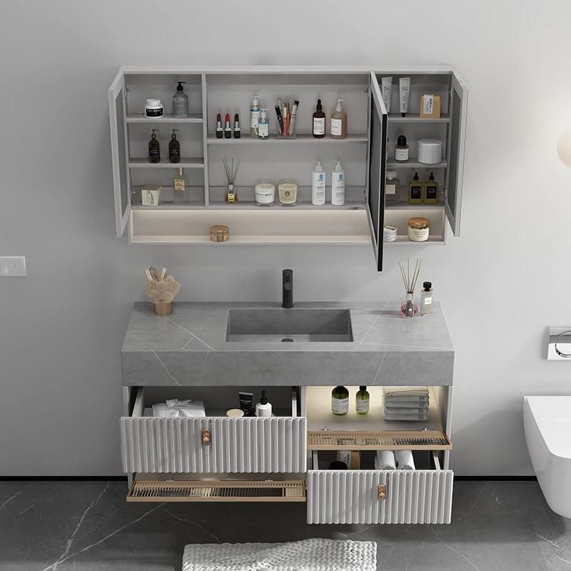 Modern Melamine Bathroom Cabinet with Marble Wash Basin