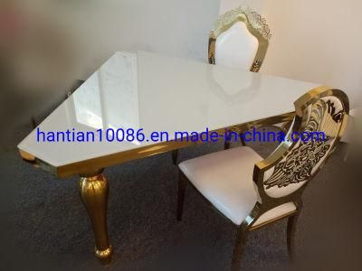 Featured Wedding Event Square Mirror White Glass Dining Table Hotel Lobby Furniture