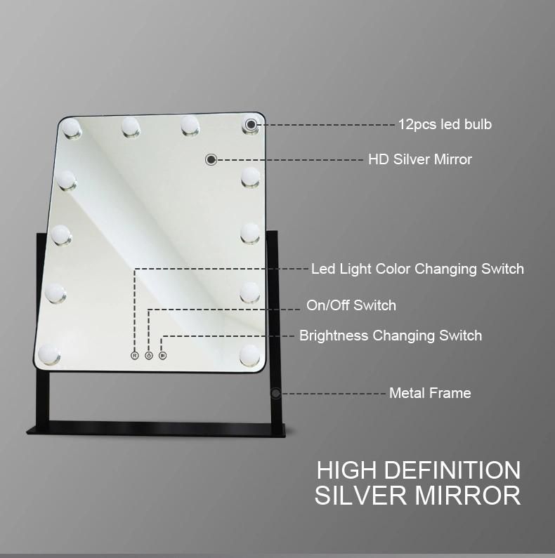 Metal Frame High Definition Hollywood Vanity Mirror for Makeup