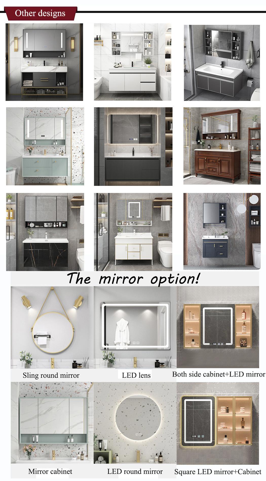 Modern Style Customized Sizes Wash Cabinet Solid Wood LED Mirror Bathroom Cabinet