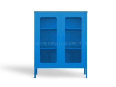 Modern Wire Mesh 2 Doors Storage Cabinets for Home Use