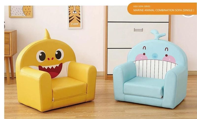 Modern Kids Sleeping Sofa, Leather Folding Sofa, Children Living Room Baby Sofa, Children Furniture Sofa, Day Care Center Sofa, Soft Single Sofa