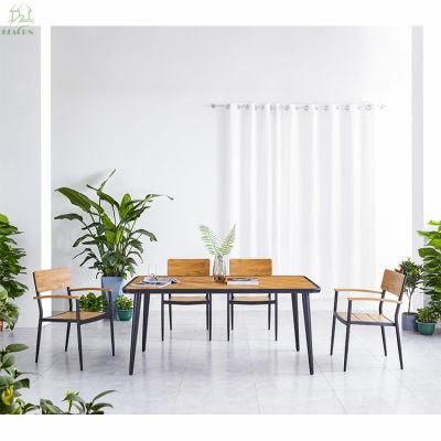 Outdoor Furniture with Table and Chair Modern Plastic Wood Garden Dining Sets