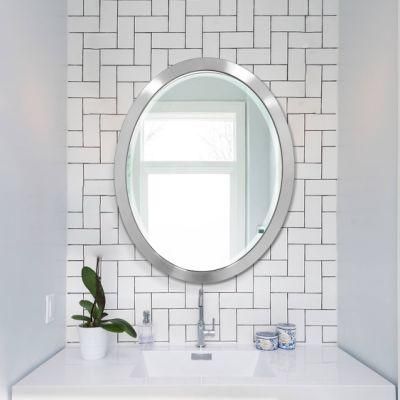 Wide Oval Frame Stainless Steel Modern Wall Mirror for Bathroom Oval Beveled Mirror, 22&quot; X 30&quot;