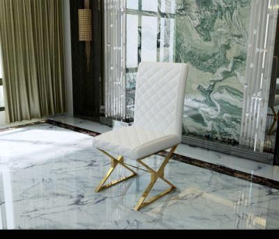 Modern Restaurant Dining Table Marble Top Furniture Sets Stainless Steel Frame Dining Chair