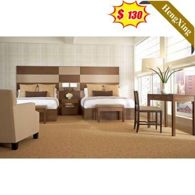 Modern Wooden Chinese Furniture Hotel Single Size Bed Bedroom Set with Night Stand