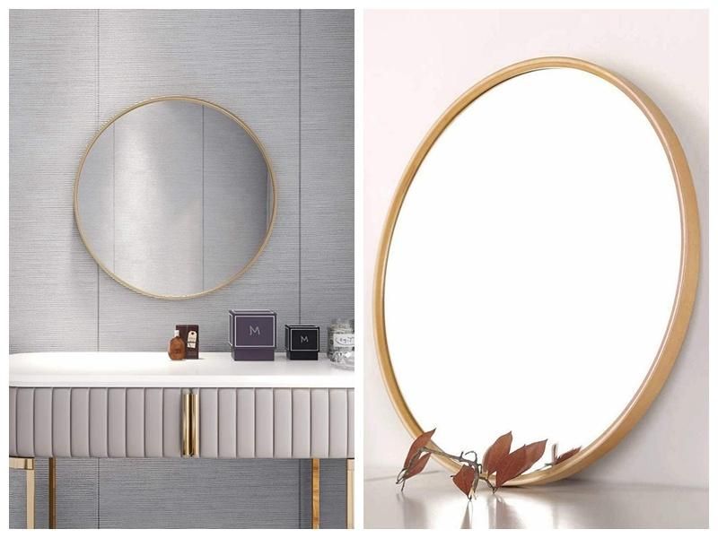 Aluminum Frame Mirror Round Wall Mirror Rustic Accent Mirror for Bathroom/Entry/Dining Room