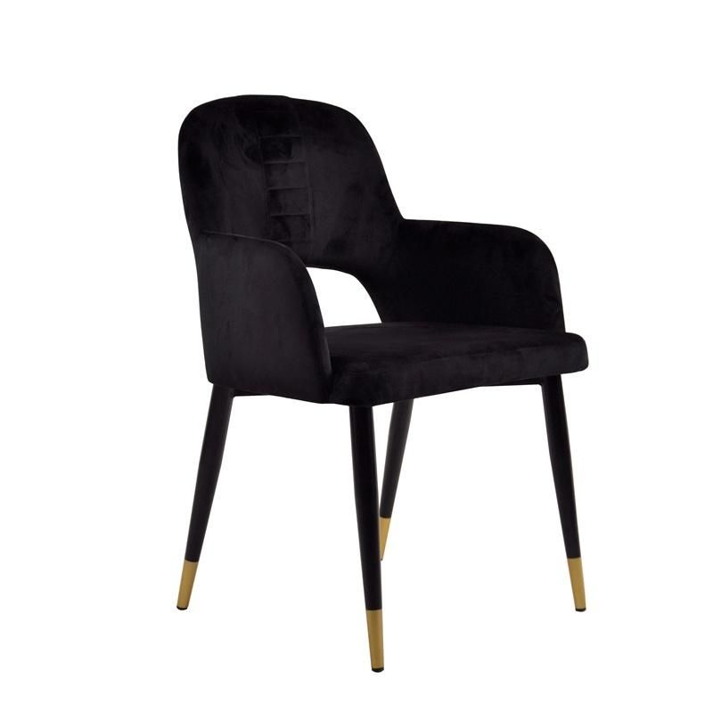 Hole Back Luxury Elegant Black Velvet Tufed Dining Room Chair