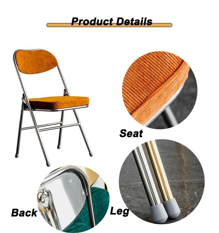 Office Hotel Meeting Room Furniture Outdoor Folding Camping Chair with Fabric Cushion