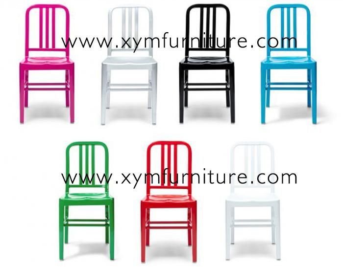Brushed Anodized Iron Modern Navy Dining Chairs