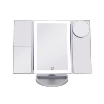 Hot Selling Furniture Mirror Trifold LED Makeup Mirror Touch Sensor Beauty Salon Mirrors