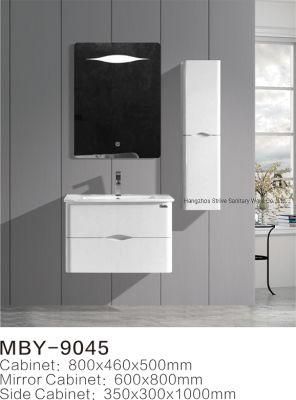 PVC Paint Free Wall Mounted Type Bath Bathroom Cabinet Vanity with Ceramic Basin and Mirror Cabinet