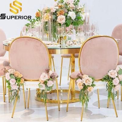 Pink Velvet Wedding Gold Chair with Metal Legs for Sale