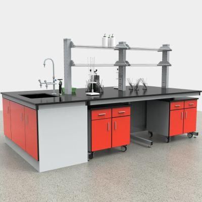 Wholesale Custom Pharmaceutical Factory Steel Lab Furniture with Wheels, Factory Direct Sale School Steel Lab Bench with Sink/