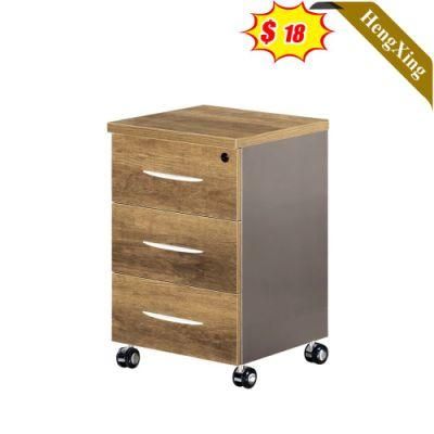 Classic Style Modern Wooden Customized China Factory Office School Furniture Company Pulley Wheel Storage Drawers File Cabinet