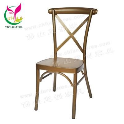 Yc-A68-01 Classic French Stylish Aluminum Dining Brown Cross Back Chair