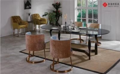 Metal Dining Table with Upholstery Dining Chairs Luxury Dining Room Furniture Set