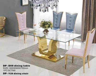 U Shape Stainless Steel Dining Table in Gold Color