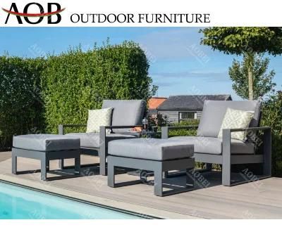 Modern Outdoor Garden Patio Hotel Beach Resort Leisure Aluminum Armchair Balcony Chair Furniture with Ottoman