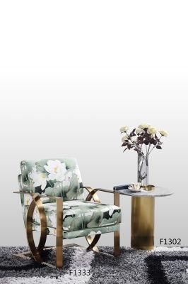 Fusion Living Luxurious Camouflage Fabric Dining Chair with Gold Metal Legs