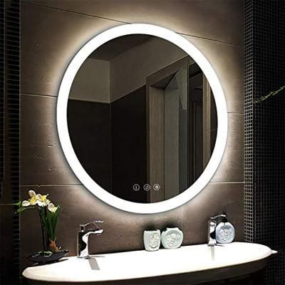 70mm Round Illuminated Lighted Bathroom Mirror LED Wall Hanging Mirror with Light OEM Factory