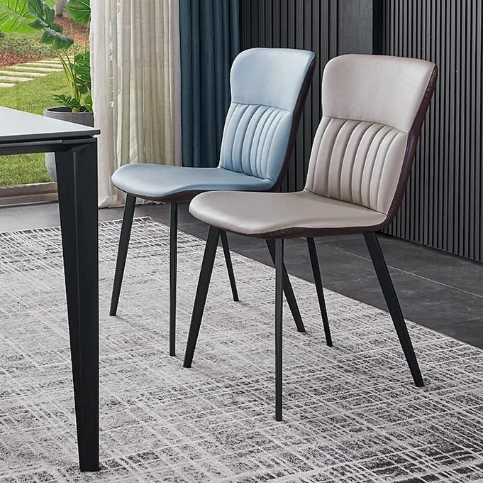 Wholesale Furniture Hotel Cafe Modern Metal Legs Leather Dining Chairs