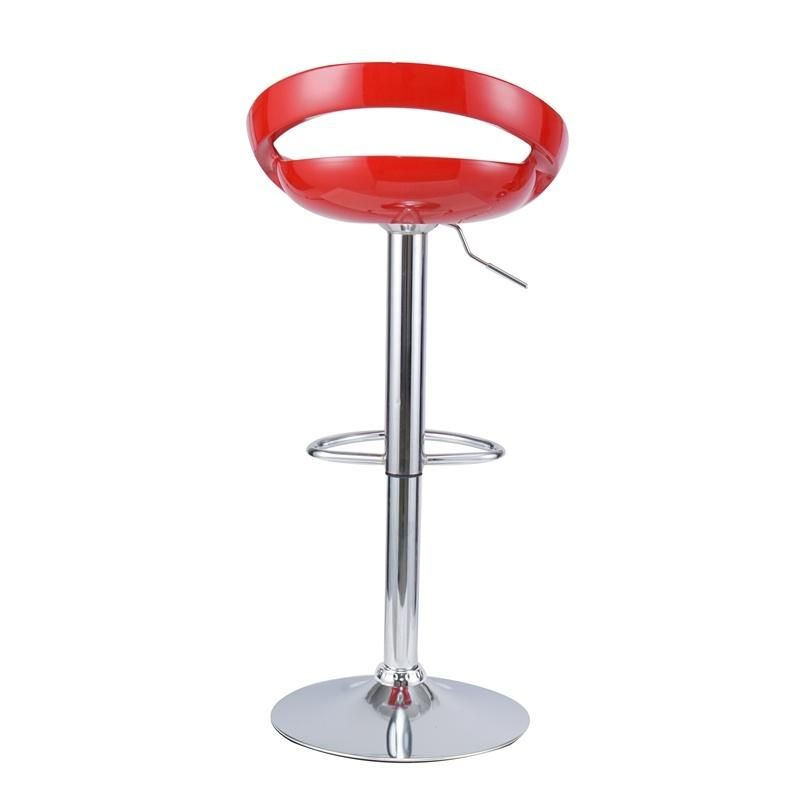 Cheap Antique Custom Pub Restaurant Hotel Office Furniture Rotating Red PP Seat Adjustable Height Bar Stool with Chrome Footrest