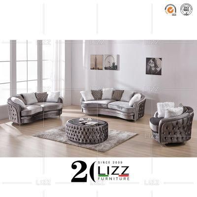 American Modern Living Room Furniture Set Velvet Fabric Curved Sofa Lounges