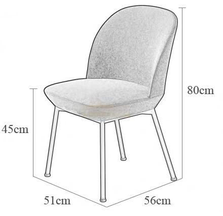 Simple Injuection Foam Fabric Dining Chair with Stainless Steel Leg