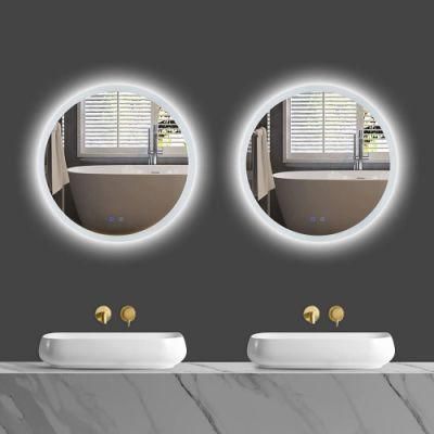 24&quot; Round LED Bathroom Mirror Wall-Mounted Vanity Anti-Fog Mirror Dimmable 3 Color Adjustable Light LED Makeup Mirror