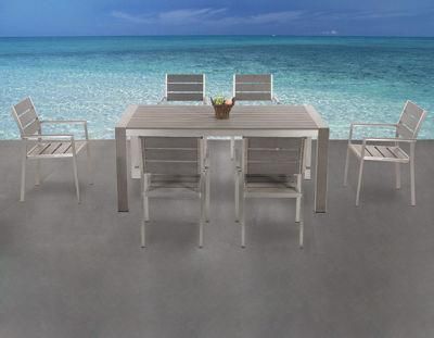 High Quality Aluminum Polywood Fabrication Modern Dining Table and Chair Outdoor Garden Patio Swimming Pool Furniture