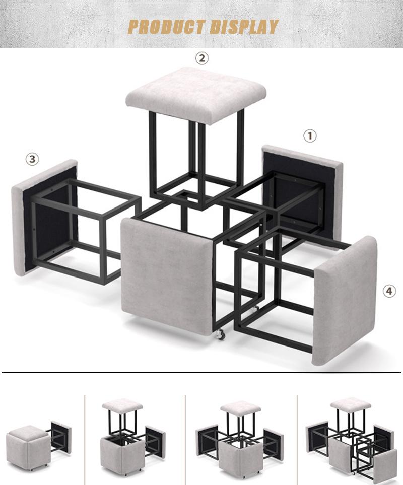 Modern Living Room Furniture Leather Stool Economical Folding Magic Cube Combinat Ottoman Pouf