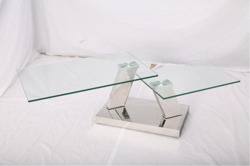 Round Folding Coffee Table with Tempered Glass Top for Home Restaurant Furniture