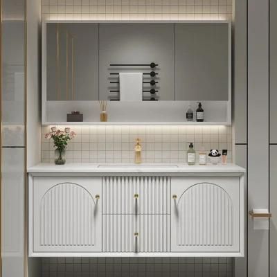 Exquisite Exterior Design Wall Mounted Irregular Design Bathroom Vanity Cabinet with LED Mirror Cabinet
