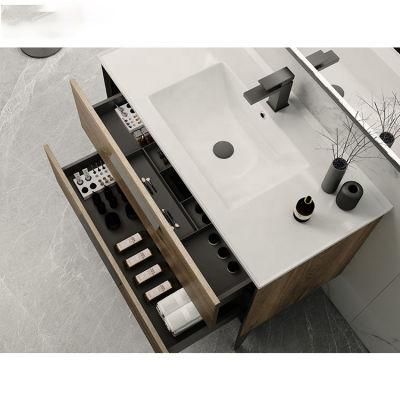 Factory Directly Modern Hotel Hanging Waterproof Mirror Wash Basin Vanity PVC Bathroom Cabinet