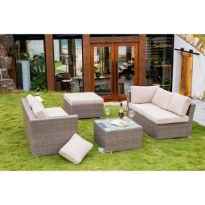 Modern Fabric Leisure Resin Wicker Outdoor Sectional Furniture Sofa with Aluminium Frame