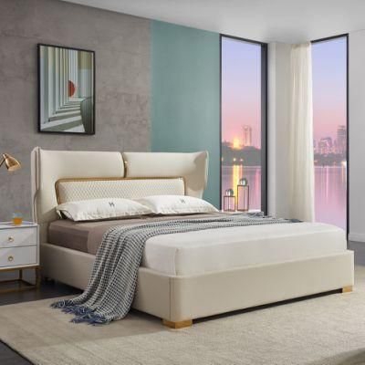 China Supplier Simple Design Hotel Bedroom Leather Bed Modern Furniture