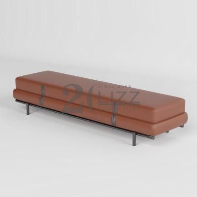 Bedroom Furniture Set Ottoman with Metal Legs Suit for Home Hotel Decoration Luxury Modern Leather Stool with Customized Colors