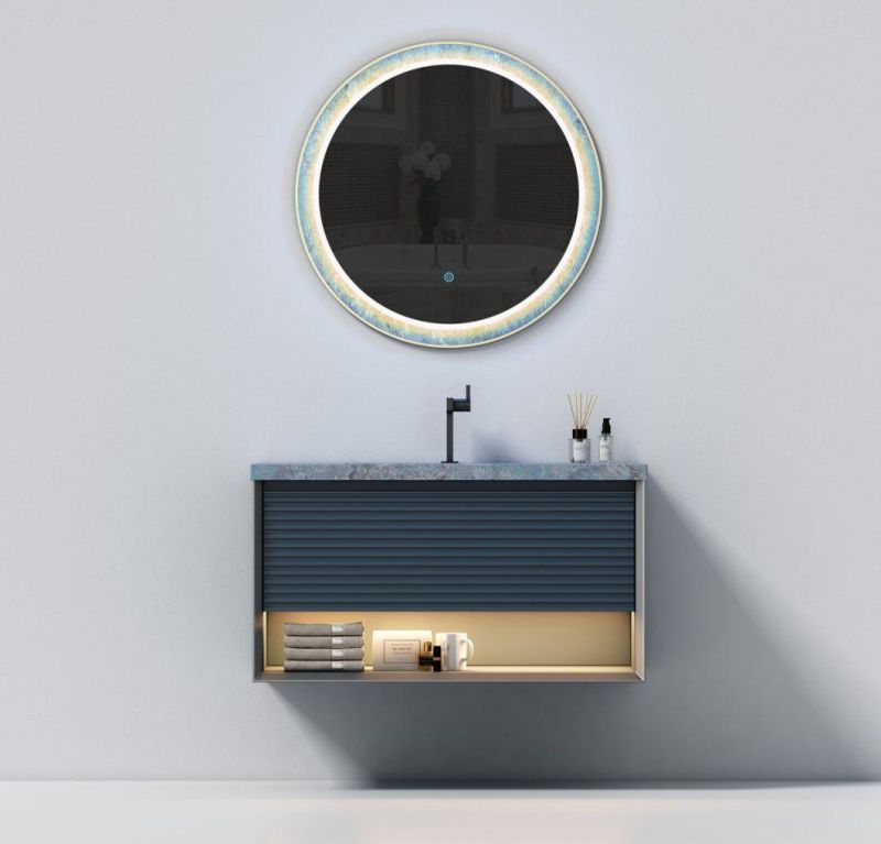 Customized Rock Board Wall Hung Cabinet with Fogging Mirror Bathroom Vanity Cabinet