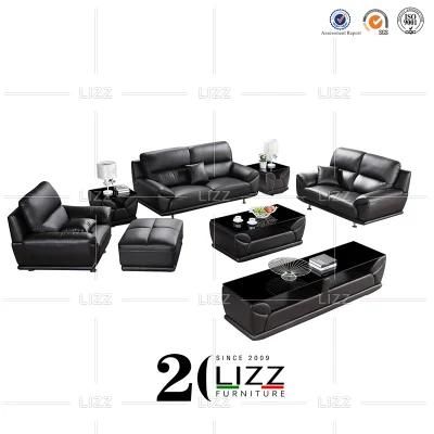 China Manufaturer European Modern 1+2+3 Sectional Leather Sofa Living Room Home Furniture Set