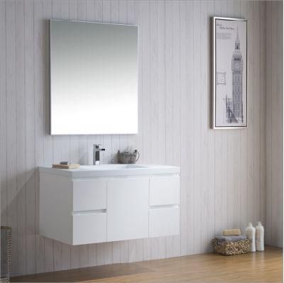 Simple Solid Wood Bathroom Furniture with Mirror