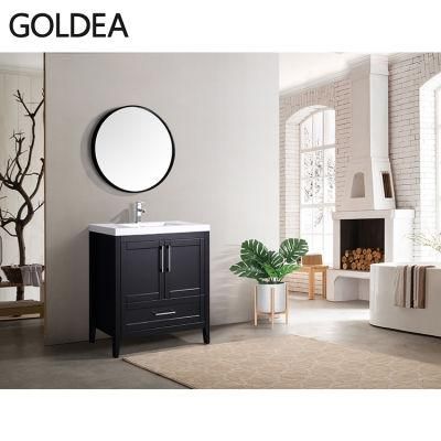 Low Price Modern New Decoration Powder Room Solid Wood Basin Vanity Furniture