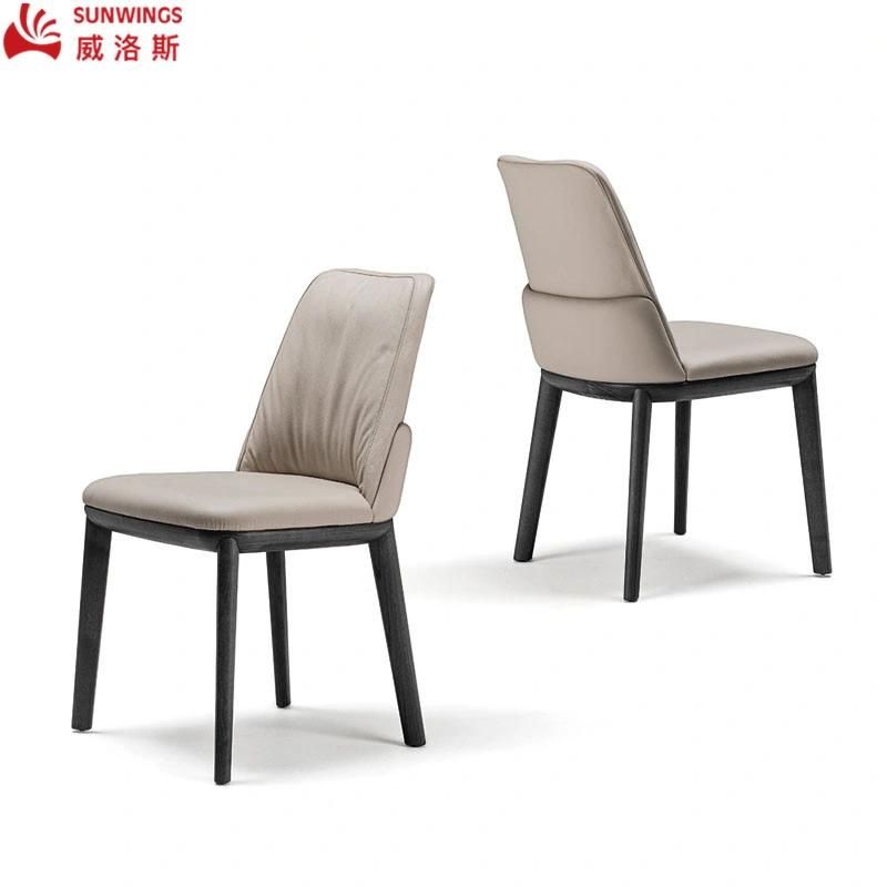 Light and Luxury Solid Wood PU Leather Dining Chair for Living Room