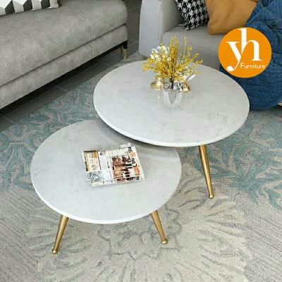 Hotel Furniture Tables Gold Stainless Steel Dining Table Marble Top Coffee Table