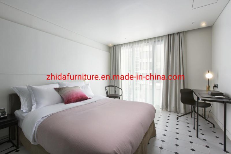 Zhida Custom Made Hotel Furniture Manufacturer Economy Commercial Hotel Bedroom Furniture Set King Size Fabric Bed