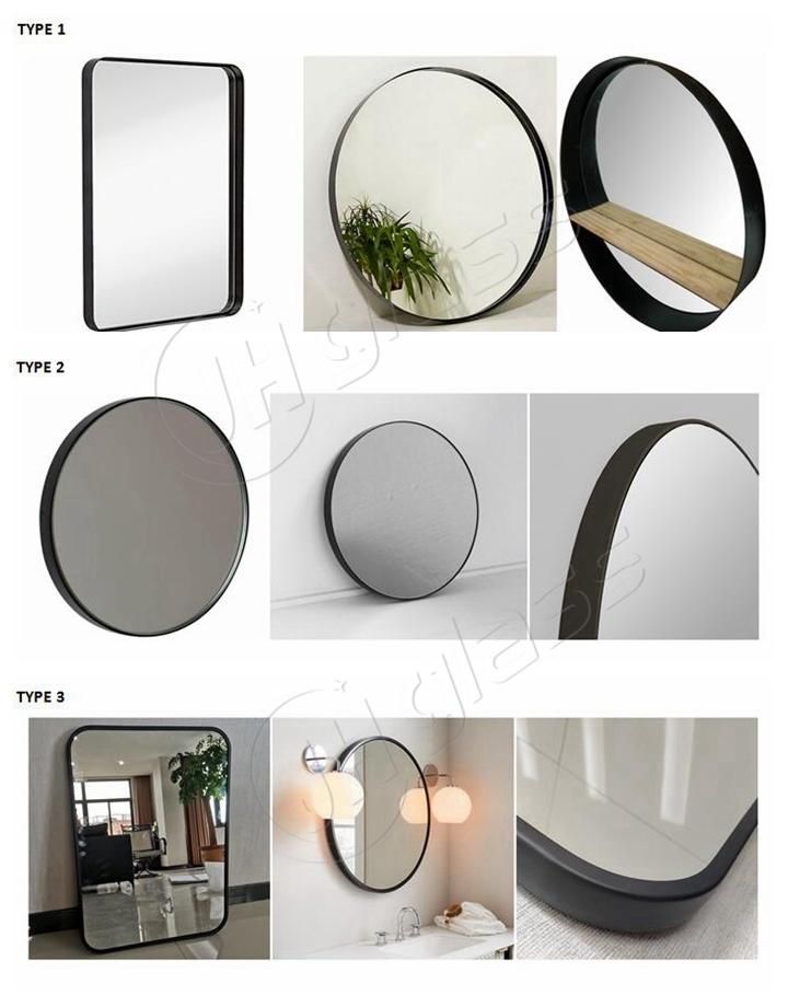 Home Decoration Wall Mounted Black Metal Framed Bathroom Mirror Bath Mirror