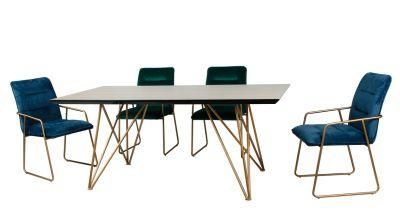 2021 Minimalist Style Modern Design Dining Room Set Metal Leg MDF Top Dining Table