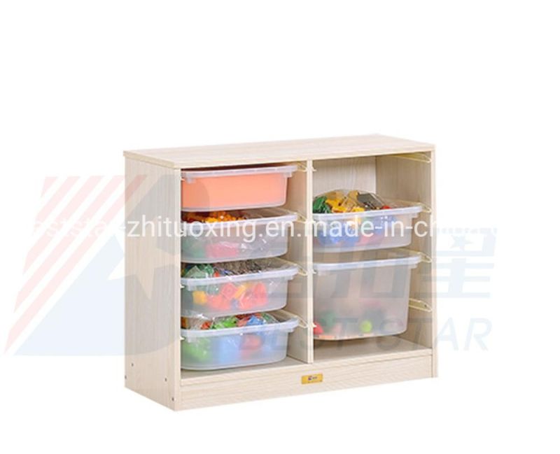 Children Toy Storage Cabinet,Kindergarten and Preschool Furniture Cabinet, Kids Room Cabinet Cabinet, Wooden Daycare Cabinet with Plastic Box,Playroom Furniture